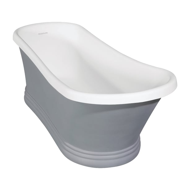 Aqua Eden 68.13 L, 28.75 W, Glossy White/Matte Gray, Solid Surface White Stone VRTSS673026WG - main